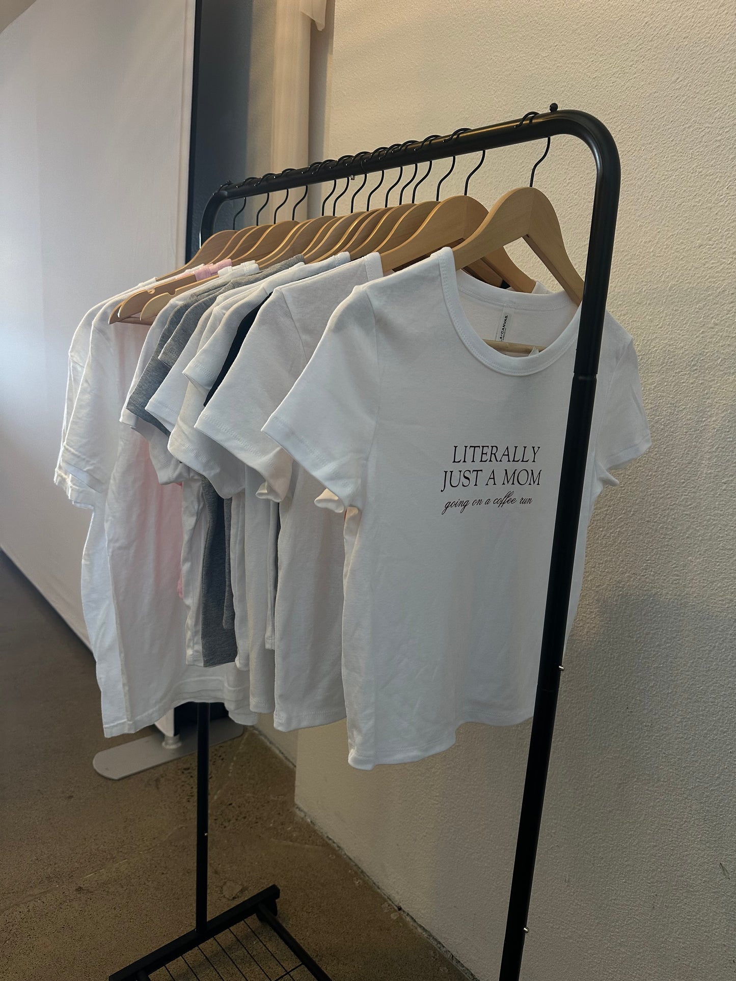 Literally just a mom going on a coffee run baby tees