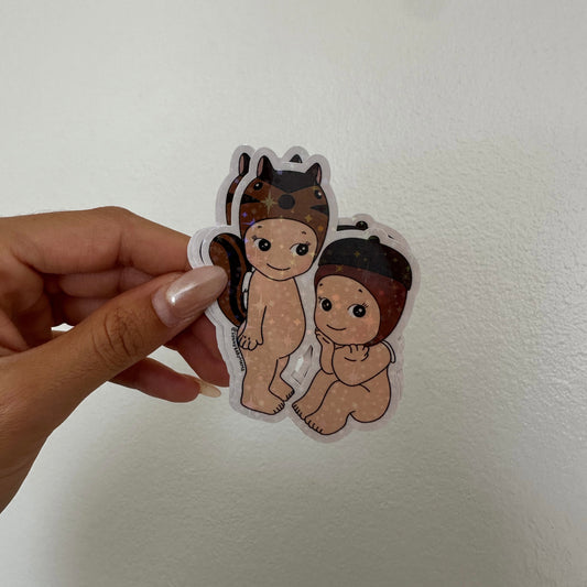 Squirrel & Acorn cherub sticker