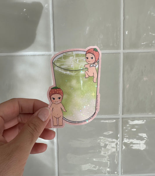 Strawberry matcha sticker
