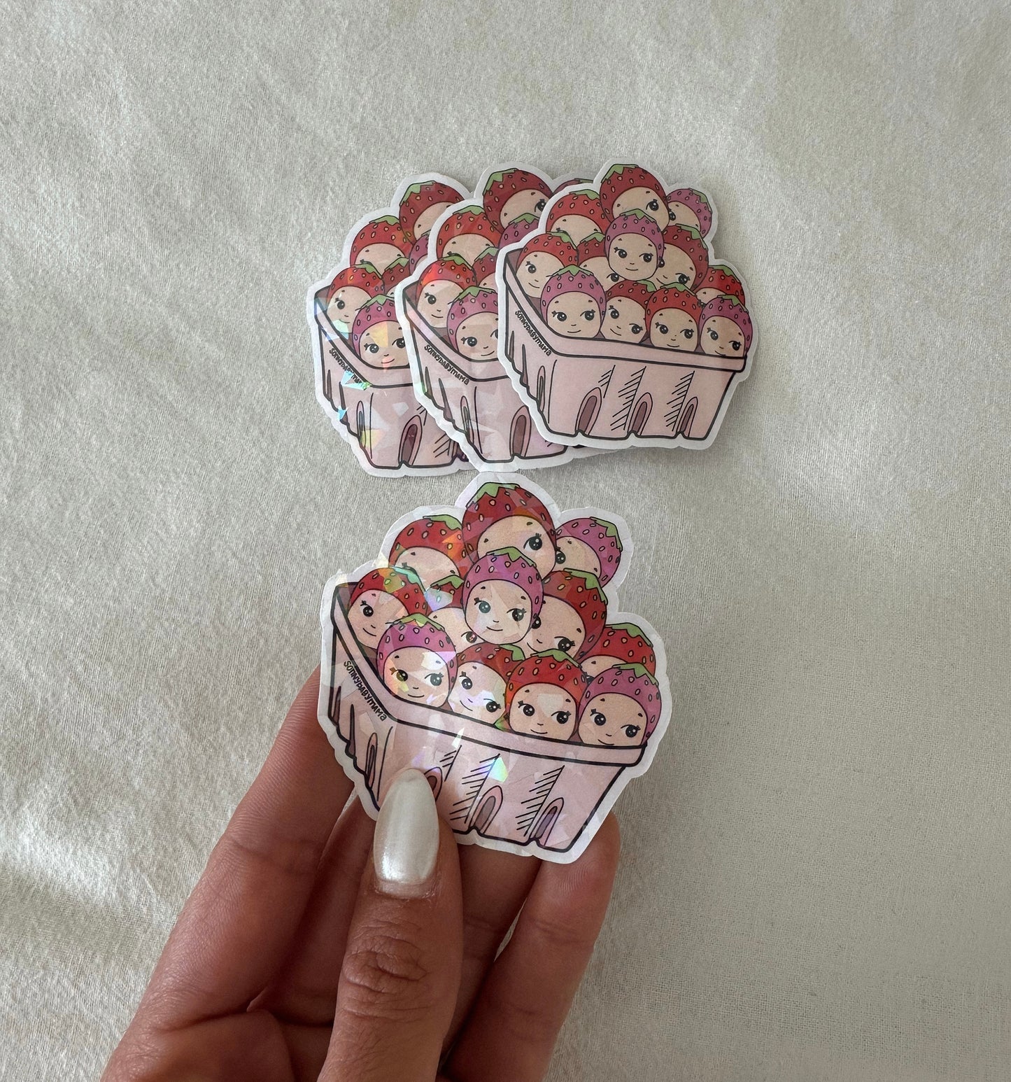 Strawberry basket of cherubs Sticker
