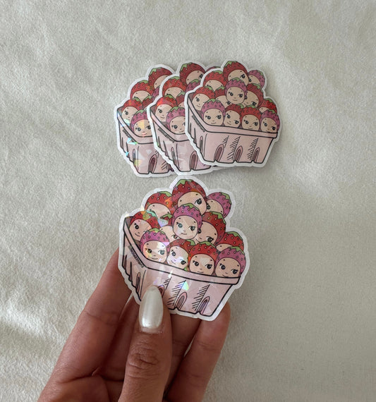 Strawberry basket of cherubs Sticker
